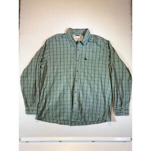 Wrangler Authentics Men's Plaid Long Sleeve Button Up Shirt Green 2XL